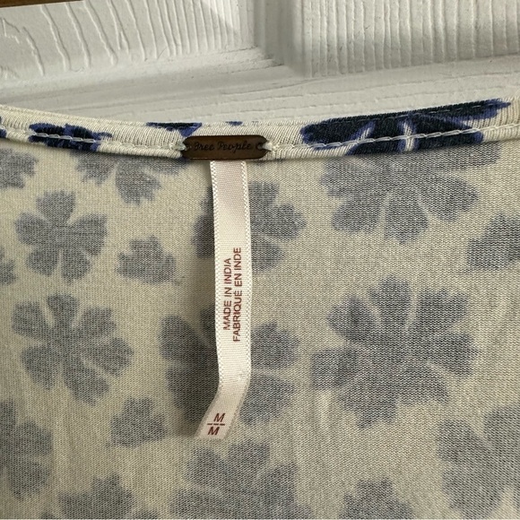 Free People Dress Mini Wrap Floral Boho Cottagecore Blue Dainty Size Medium - Picture 5 of 7